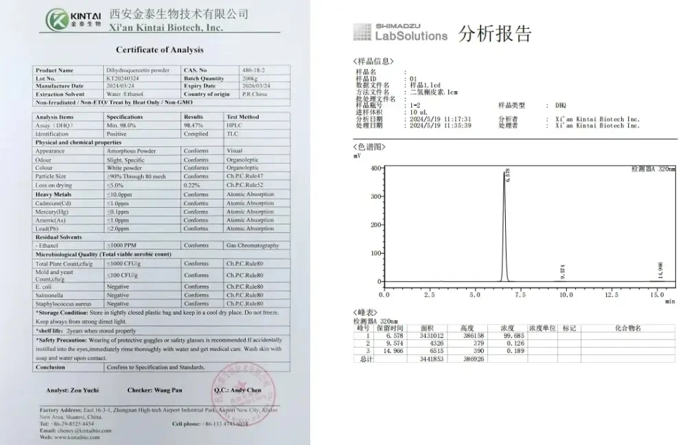 Douglas fir extract COA&HPLC Report Douglas fir extract COA&HPLC Report